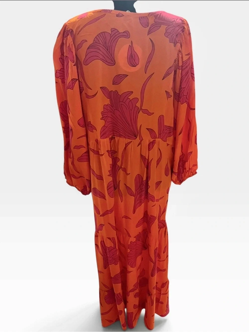 Vibrant Orange & Pink Floral Maxi Dress Size XL